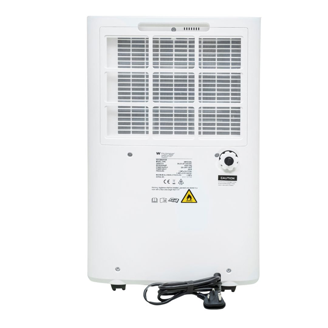 AWHD-307L White Westinghouse Dehumidifier – 30 Litres/Day