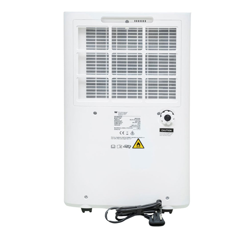 AWHD-307L White Westinghouse Dehumidifier – 30 Litres/Day